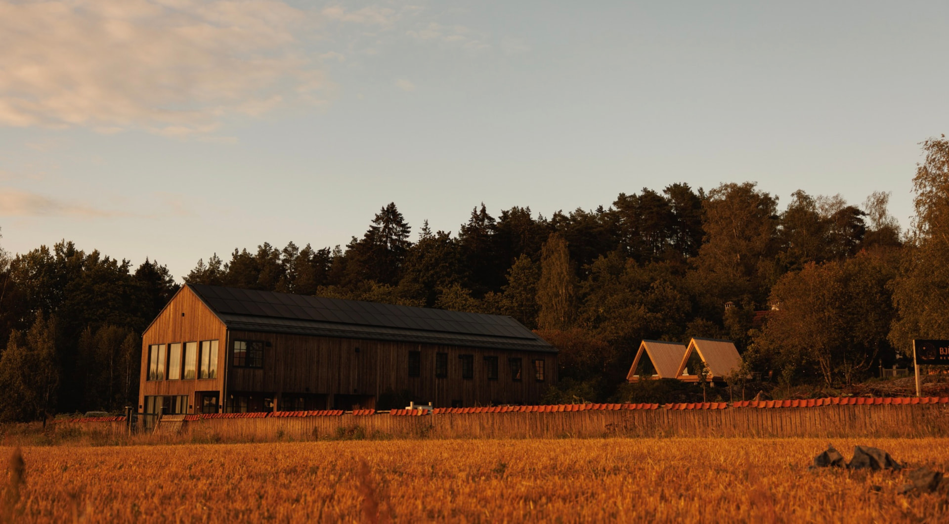 Swedish retreat venue in warm evening light